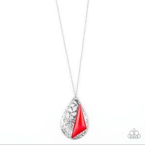 Paparazzi silver necklace red stone necklace